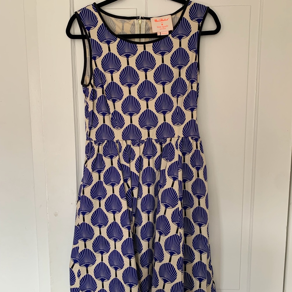 Kate Spade Blue hand fan print dress
